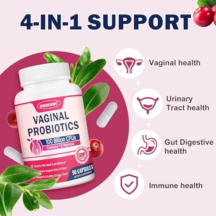 ZEBORA Vaginal Probiotics for Women Health pH Balance 100 B CFUs with Prebiotics & Lactobacillus,for Female Yeast Urinary Tract Infection Vag Odor & Flora Support Immune Digestive Gut Care - Image 2
