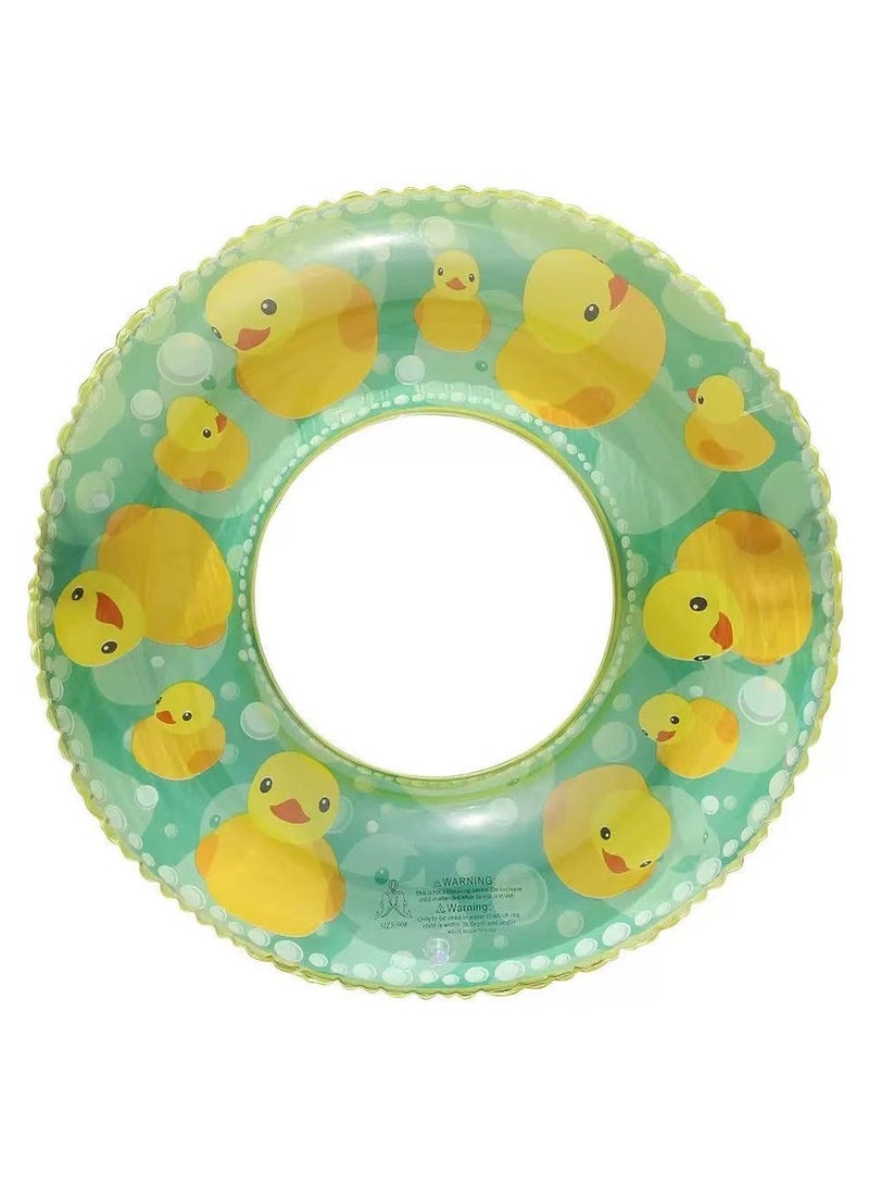 Goolsky INS Style Duck Inflatable Swim Ring – Transparent PVC Pool Float for Adults & Teens, 90cm Cute Cartoon Design - Image 1