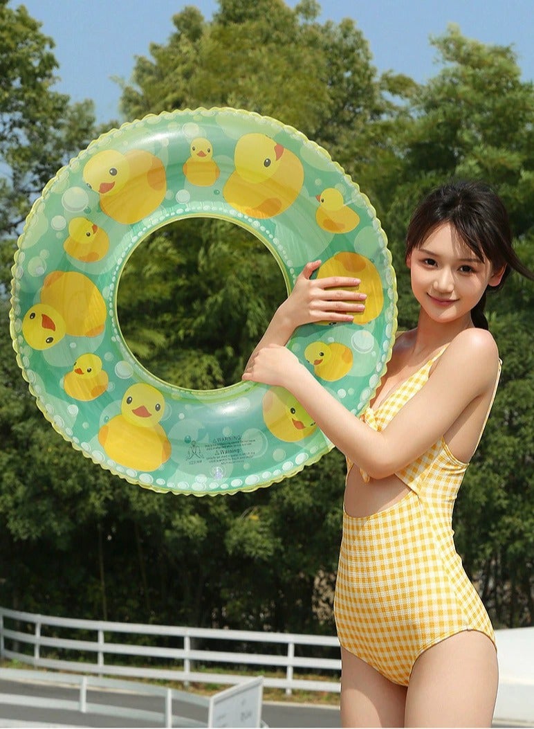 Goolsky INS Style Duck Inflatable Swim Ring – Transparent PVC Pool Float for Adults & Teens, 90cm Cute Cartoon Design - Image 2