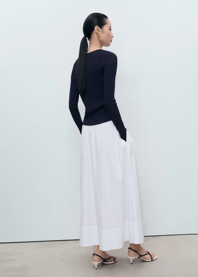 MANGO V-neck ribbed knit sweater