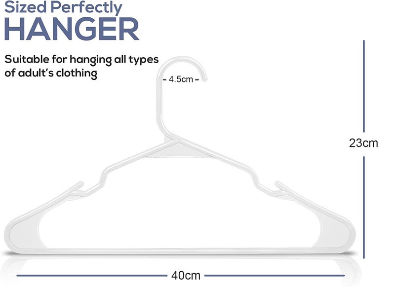 PROTOWARE 48 Pieces Clothe Hangers for Wardrobe - Space Saving Cupboard Storage Organizer - Plastic Hanger Set for Saree, Shirt, Dress (White) - Image 2