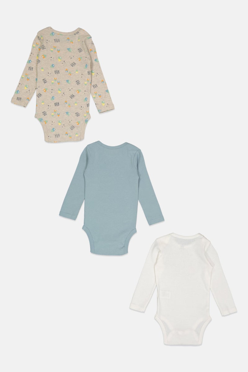 English Laundry Toddlers Boy 3 Piece Long Sleeve Allover Print Bodysuits, Multicolor - Image 3