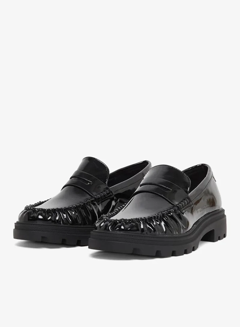 Styli Black Patent Leather Loafers