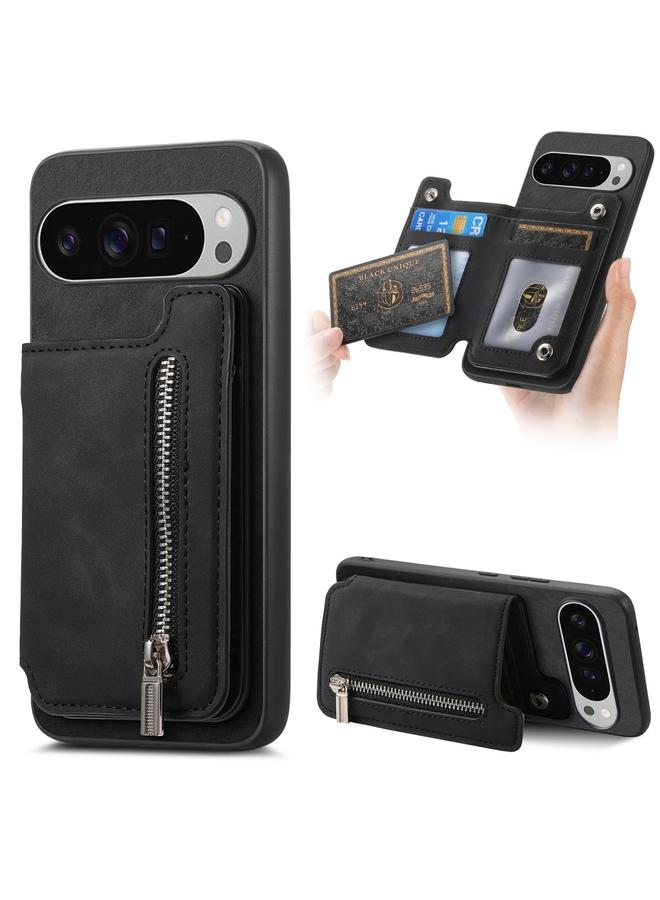 S-TOP Case For Google Pixel 9 Pro XL Retro MagSafe Zipper Wallet Card Bag Back Phone Case - Image 1