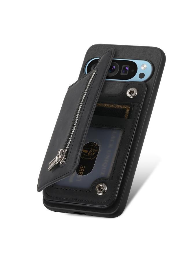 S-TOP Case For Google Pixel 9 Pro XL Retro MagSafe Zipper Wallet Card Bag Back Phone Case - Image 3