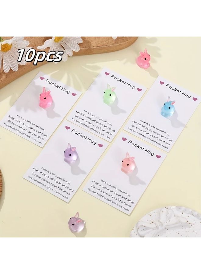 10pcs Glow In The Dark Easter Bunny Pocket Hugs With Inspirational Cards Random Color - Image 2