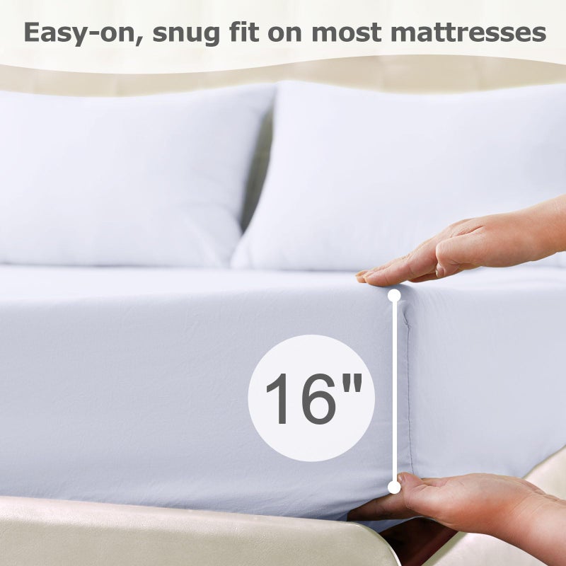 Homilay King Size Bed Sheet Set - 4 Piece Soft Microfiber Sheets with Deep Pockets  Cooling Technology  and Wrinkle-Free Pillowcase. Hotel-Quality  Durable Bedding  Brilliant White - Image 4
