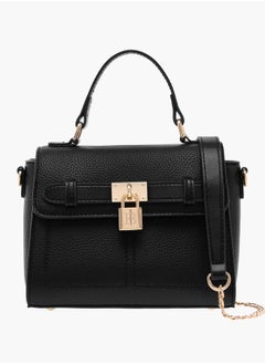 Flora Bella By Shoexpress Women Monogram Print Satchel Bag with Grab Handle and Button Closure  - Image 1