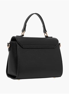 Flora Bella By Shoexpress Women Monogram Print Satchel Bag with Grab Handle and Button Closure  - Image 3