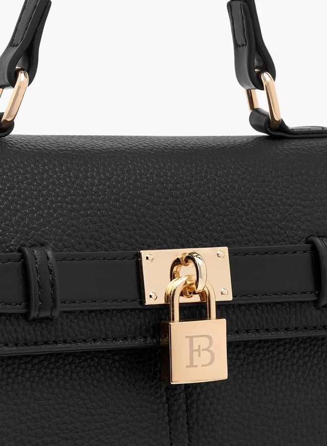 Flora Bella By Shoexpress Women Monogram Print Satchel Bag with Grab Handle and Button Closure