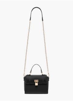 Flora Bella By Shoexpress Women Monogram Print Satchel Bag with Grab Handle and Button Closure  - Image 2