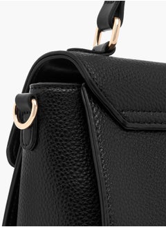 Flora Bella By Shoexpress Women Monogram Print Satchel Bag with Grab Handle and Button Closure  - Image 5
