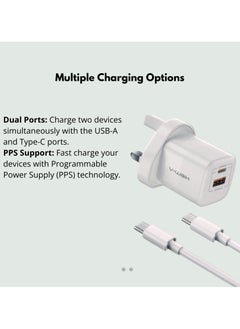 V-Walk 33W Gan Fast Charger + Type-C Cable included, Compact & Powerful, PD + QC 3.0 port, smart adaptive charging, ultra-compact design, and advanced safety features.  - Image 4