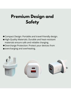 V-Walk 33W Gan Fast Charger + Type-C Cable included, Compact & Powerful, PD + QC 3.0 port, smart adaptive charging, ultra-compact design, and advanced safety features.  - Image 5