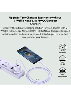 V-Walk 33W Gan Fast Charger + Type-C Cable included, Compact & Powerful, PD + QC 3.0 port, smart adaptive charging, ultra-compact design, and advanced safety features.  - Image 3
