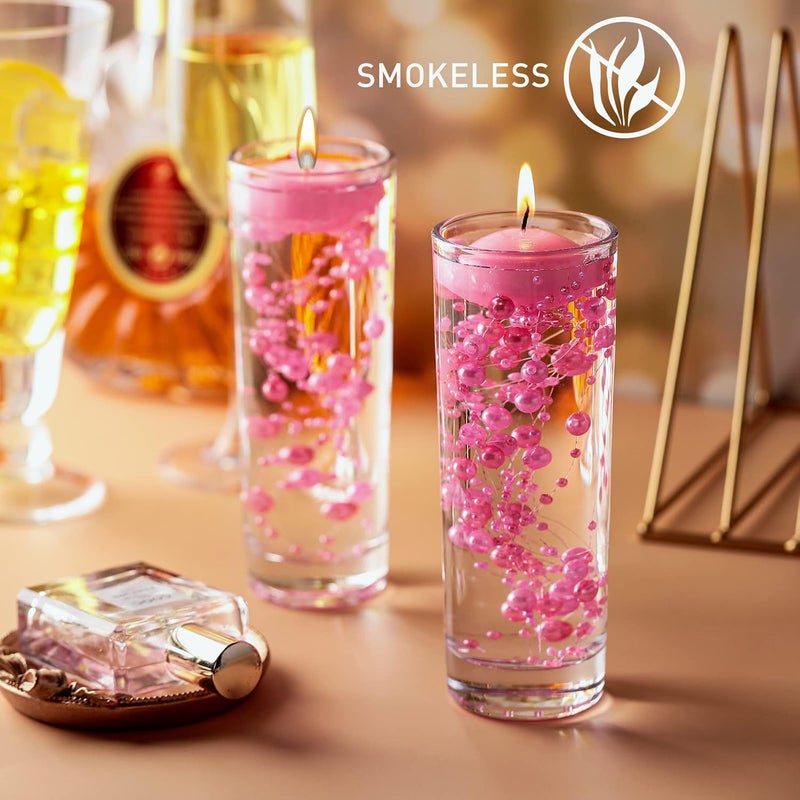 Nuanchu 12 Pieces Floating Candles for Wedding Centerpiece Small Unscented Floating Candles Round Tea Lights Candles Metallic Smooth Wax Floating Disc Candles for Dinner Home Decor,1.65 inch (Pink) - Image 4