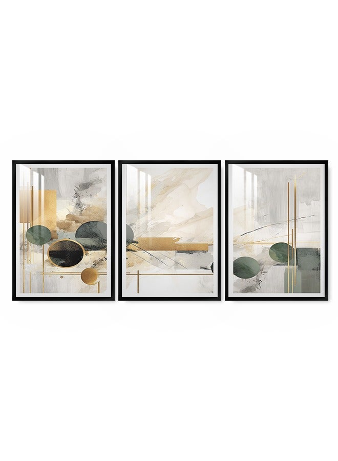 Marktna Three Wall Panels 120x60cm With an Abstract Design Black Frame And a Transparent Acrylic Layer 0.5kg - Image 2