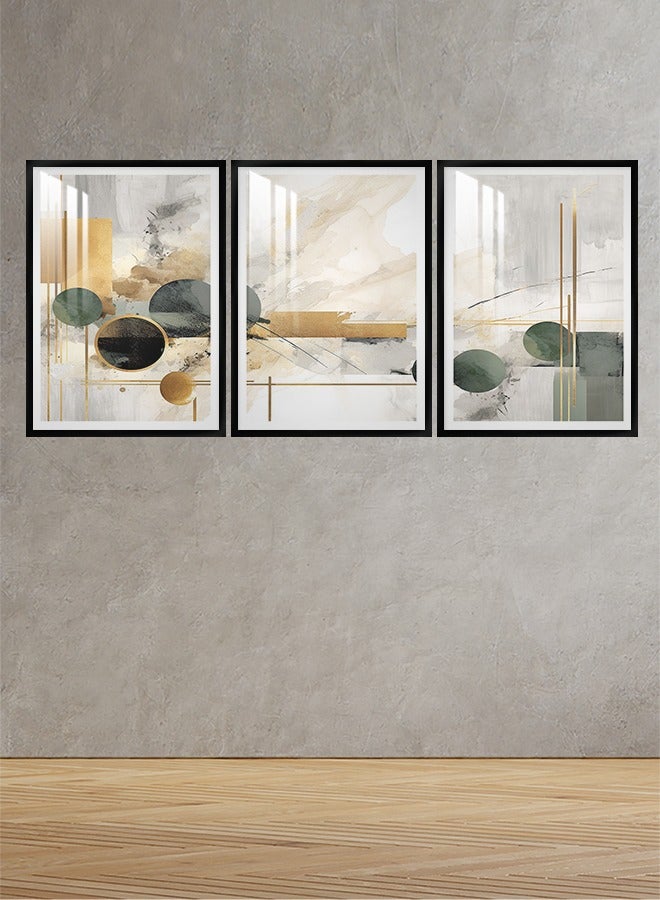 Marktna Three Wall Panels 120x60cm With an Abstract Design Black Frame And a Transparent Acrylic Layer 0.5kg - Image 1