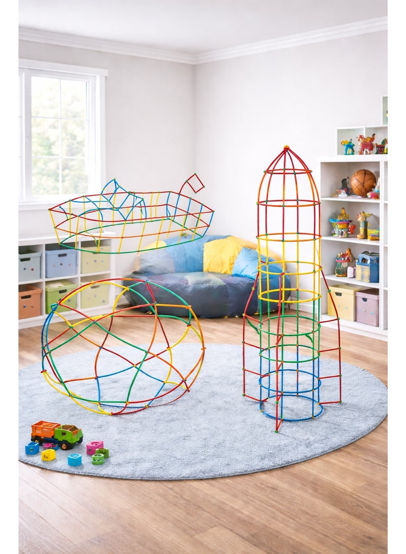 F.A.M.S 300-Piece Kids Straw Construction Building Set – 150 Straws & 150 Connectors, Creative STEM Toy for Learning, Engineering & Imaginative Play - Image 4