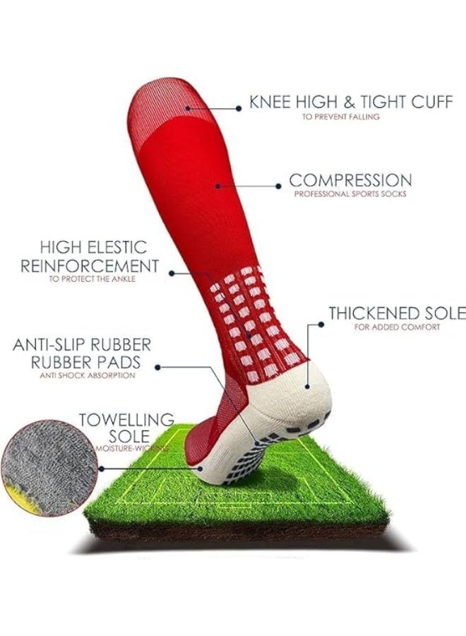6 Pairs Men's Soccer Sock with Grip, Non Slip Sports Socks, Knee High Compression Base Football Basketball Socks - Image 3