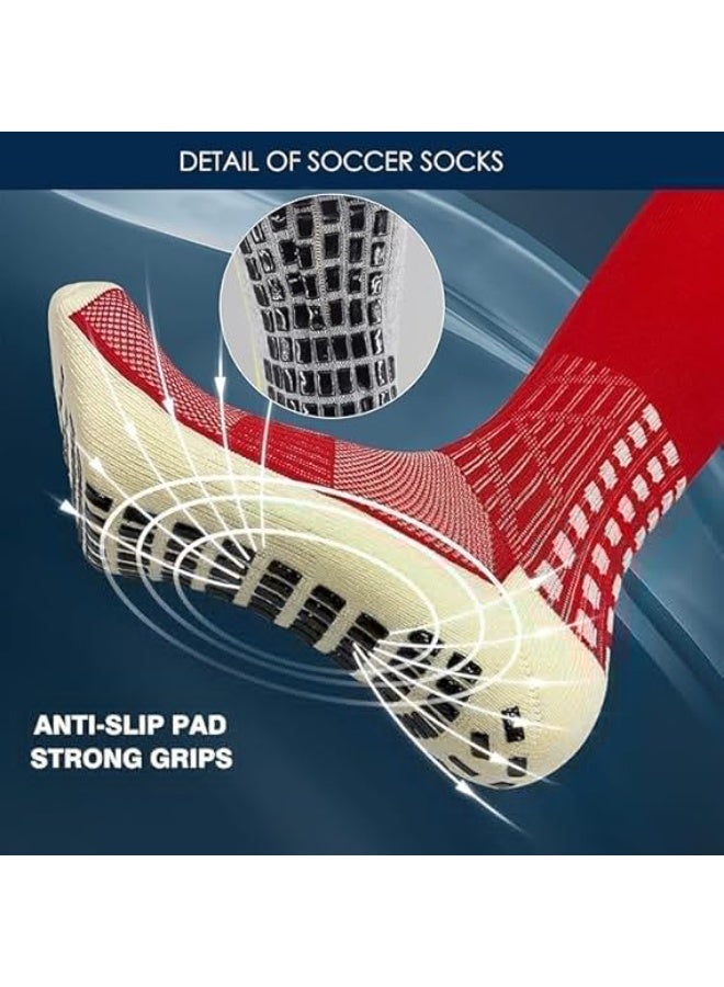 6 Pairs Men's Soccer Sock with Grip, Non Slip Sports Socks, Knee High Compression Base Football Basketball Socks - Image 4