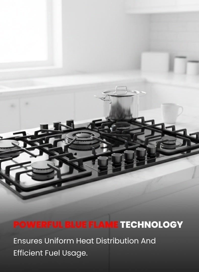 أوجيرا موقد غاز مدمج بـ 5 شعلات مع سطح من الستانلس ستيل – OG3020GC | شعلة ثلاثية عالية القدرة، وشعلات سريعة ونصف سريعة | لهب أزرق قوي | استهلاك منخفض للغاز وانبعاثات كربونية أقل | متوافق مع غاز LPG | مقابض معدنية يدوية | ضمان لمدة سنتين - Image 2