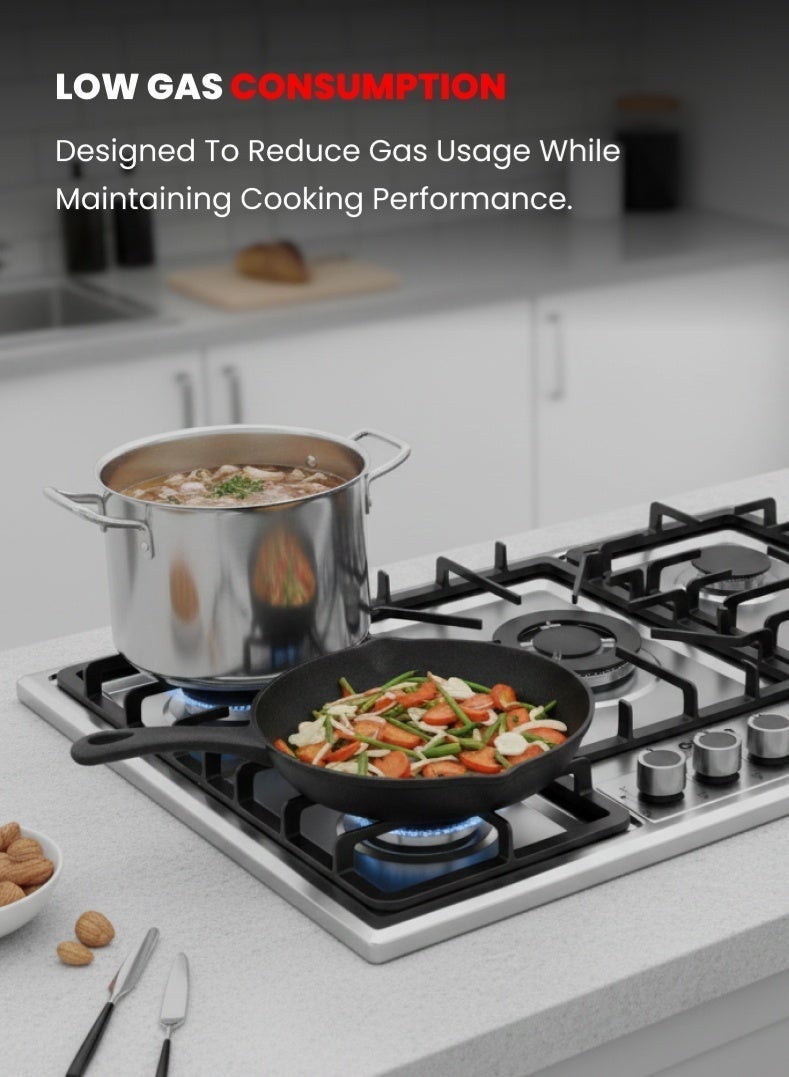 أوجيرا موقد غاز مدمج بـ 5 شعلات مع سطح من الستانلس ستيل – OG3020GC | شعلة ثلاثية عالية القدرة، وشعلات سريعة ونصف سريعة | لهب أزرق قوي | استهلاك منخفض للغاز وانبعاثات كربونية أقل | متوافق مع غاز LPG | مقابض معدنية يدوية | ضمان لمدة سنتين - Image 3