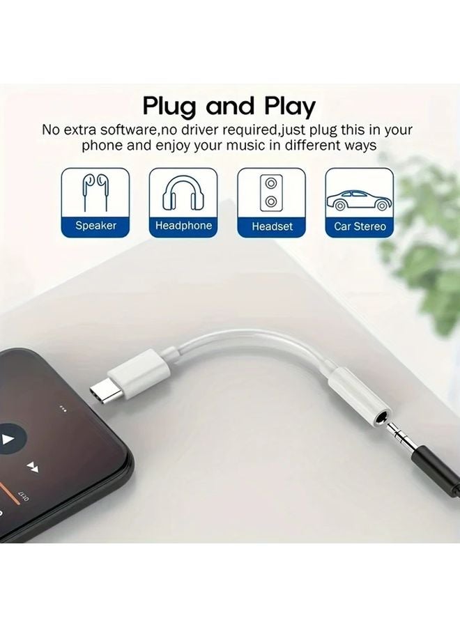 2Pack White USB C To 3 5mm Female Headphone Jack Aux Audio Adapter For iPhone Samsung - Image 5