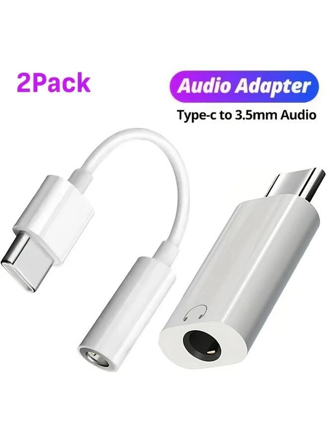 2Pack White USB C To 3 5mm Female Headphone Jack Aux Audio Adapter For iPhone Samsung - Image 1