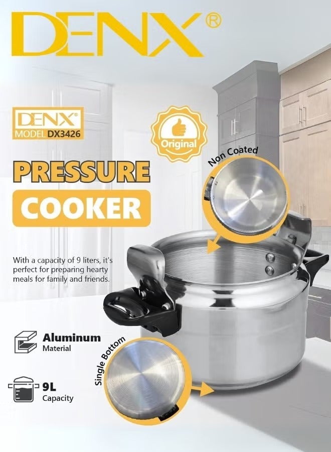 Denx Genuine High Quality Aluminum Pressure Cooker from DENX, Model DX3426, 9 Litre - Image 1