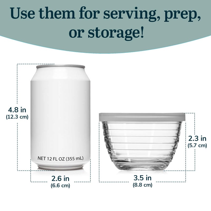 Libbey Small Glass Prep Bowl 8 Count (Pack of 1), Glass Containers with Lids Keep Leftovers Fresh, Durable Dishwasher Safe Glass Meal Prep Bowls, Glass Bowls Set for Meal Prepping, Snacks - Image 3