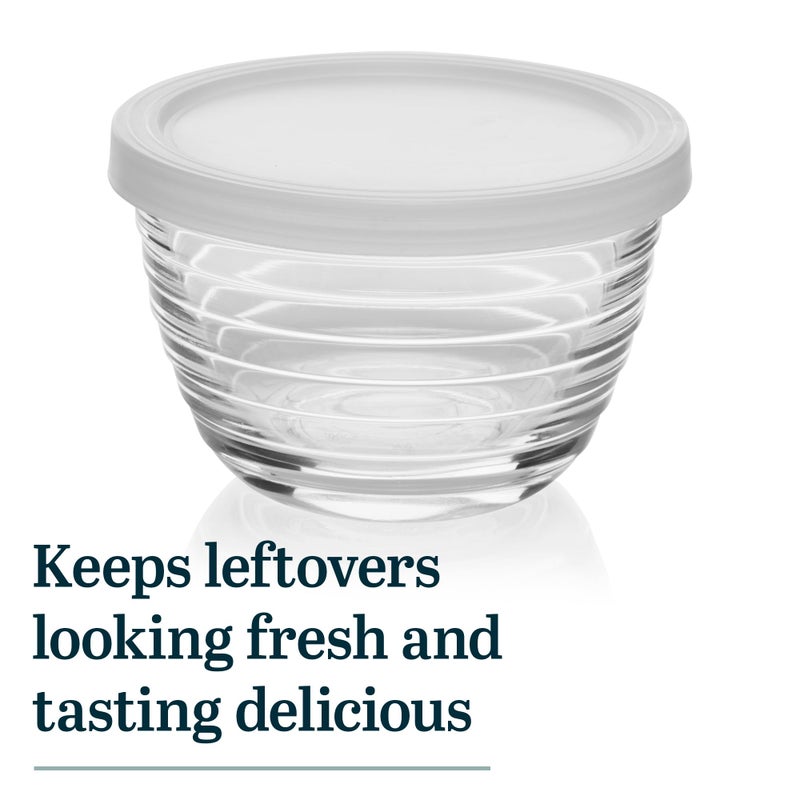 Libbey Small Glass Prep Bowl 8 Count (Pack of 1), Glass Containers with Lids Keep Leftovers Fresh, Durable Dishwasher Safe Glass Meal Prep Bowls, Glass Bowls Set for Meal Prepping, Snacks - Image 5