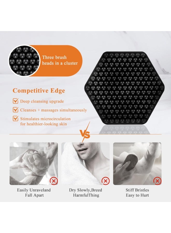 Face Scrubber, Silicone Face Scrubber for Men, Gentle Exfoliator Pad & Massager, Facial Cleansing/Wash Brush - Removes Dead & Dry Skin（Black） - Image 4
