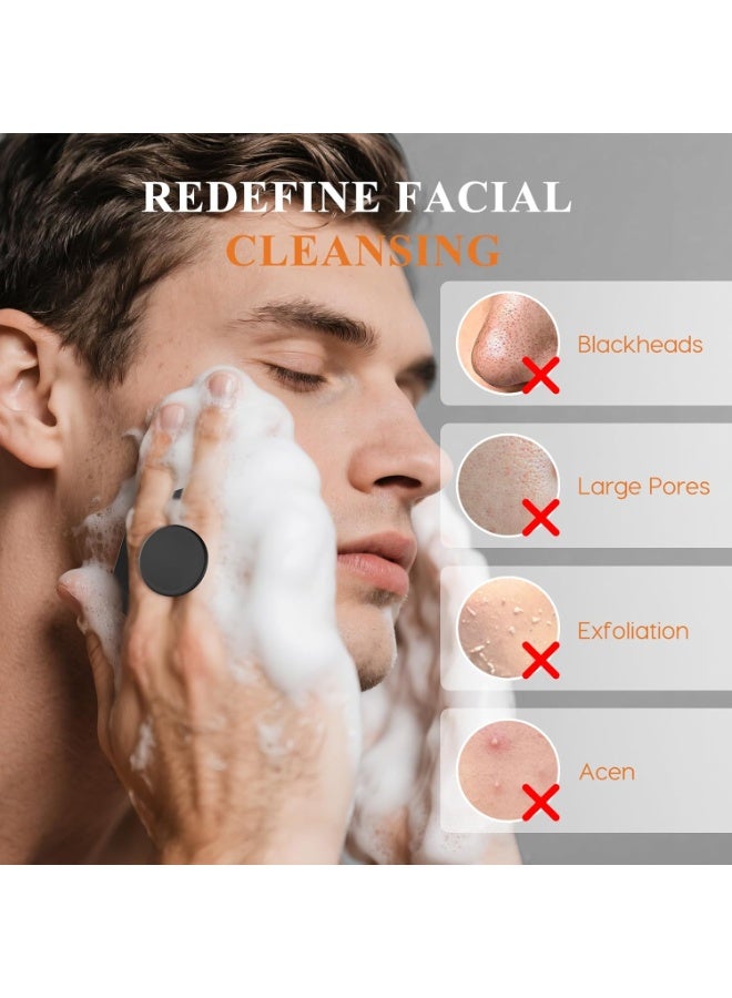 Face Scrubber, Silicone Face Scrubber for Men, Gentle Exfoliator Pad & Massager, Facial Cleansing/Wash Brush - Removes Dead & Dry Skin（Black） - Image 2