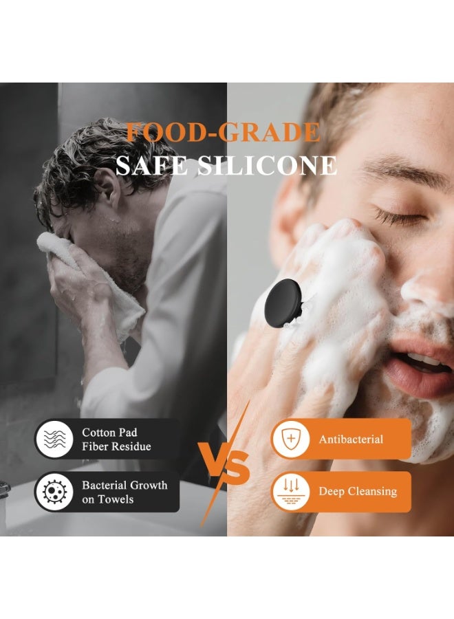 Face Scrubber, Silicone Face Scrubber for Men, Gentle Exfoliator Pad & Massager, Facial Cleansing/Wash Brush - Removes Dead & Dry Skin（Black） - Image 3