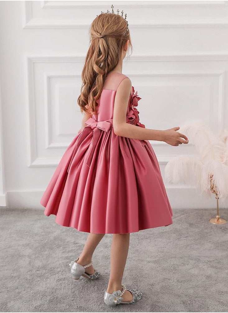 Best Gift Fashion - Floral Midi Party Dress for Girls Pink Color - Image 1