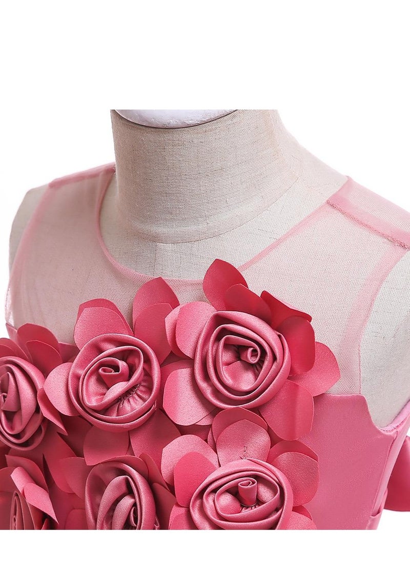 Best Gift Fashion - Floral Midi Party Dress for Girls Pink Color - Image 1