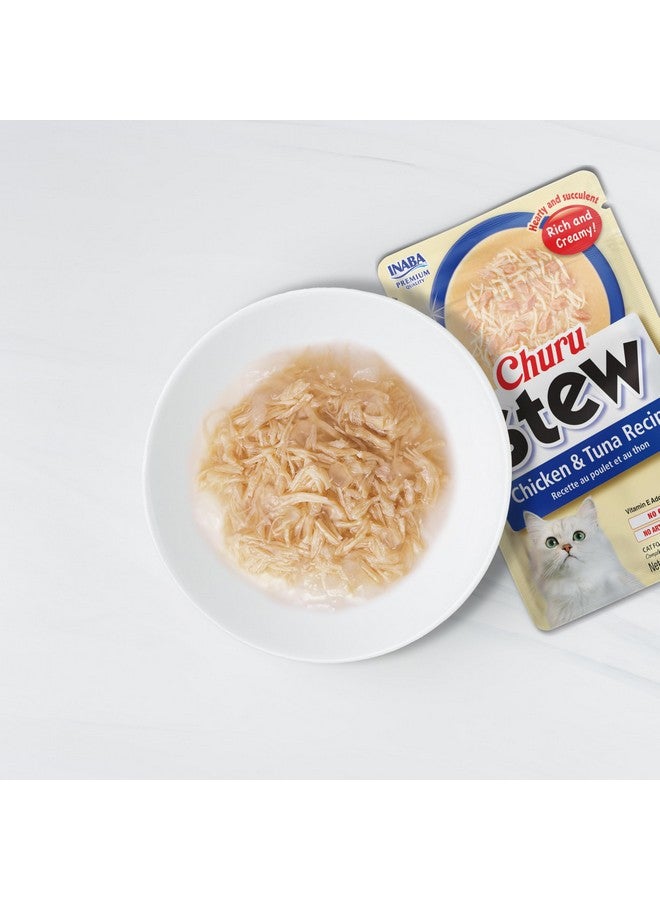 INABA Churu Stew for Cats, Broth Gelée with Shredded Chicken Side Dish with Vitamin E, 1 Ounce per Pouch, 15 Pouches Total, Chicken & Tuna Variety Pack - Image 4