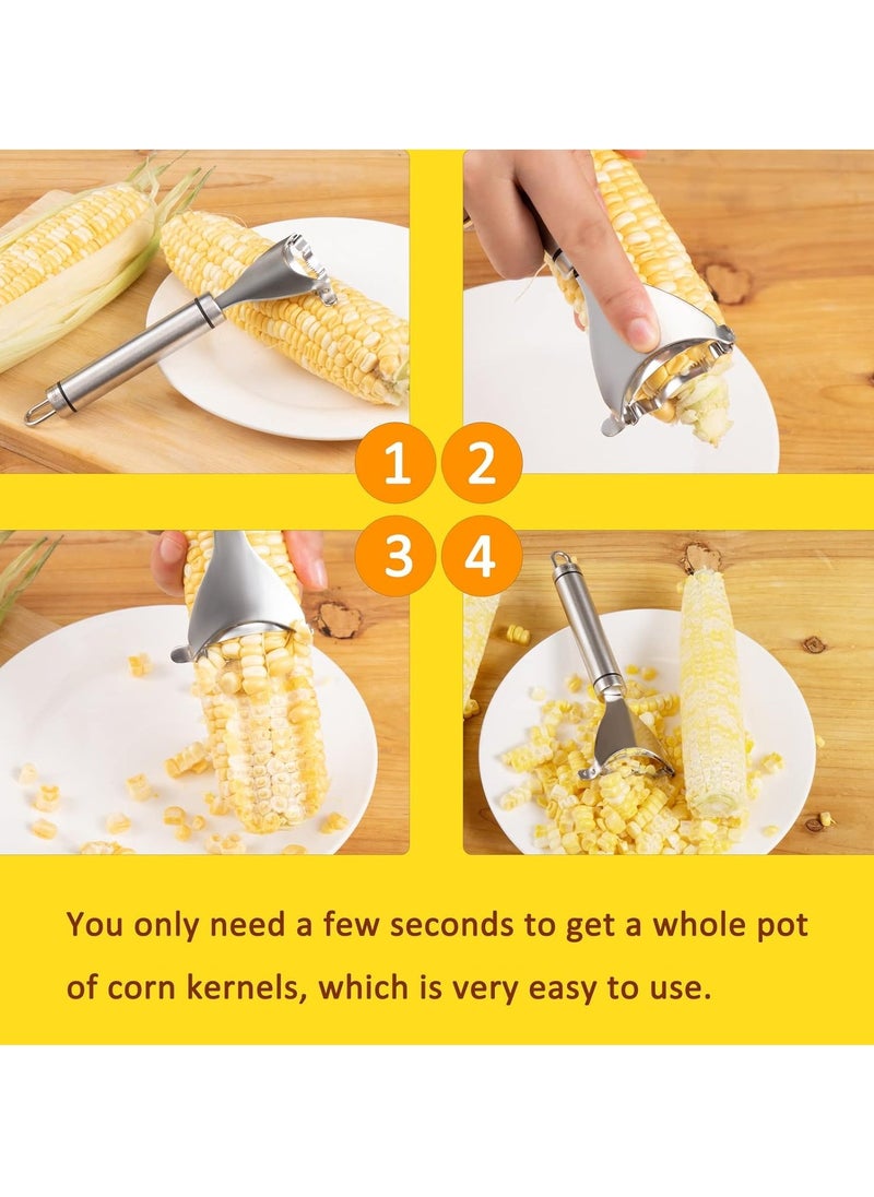 HW Deluxe Corn Stripper,Corn Cob Peeler Corn Remover Corn Kerneler with Stainless Steel Blades and Hand Protector  - Image 3