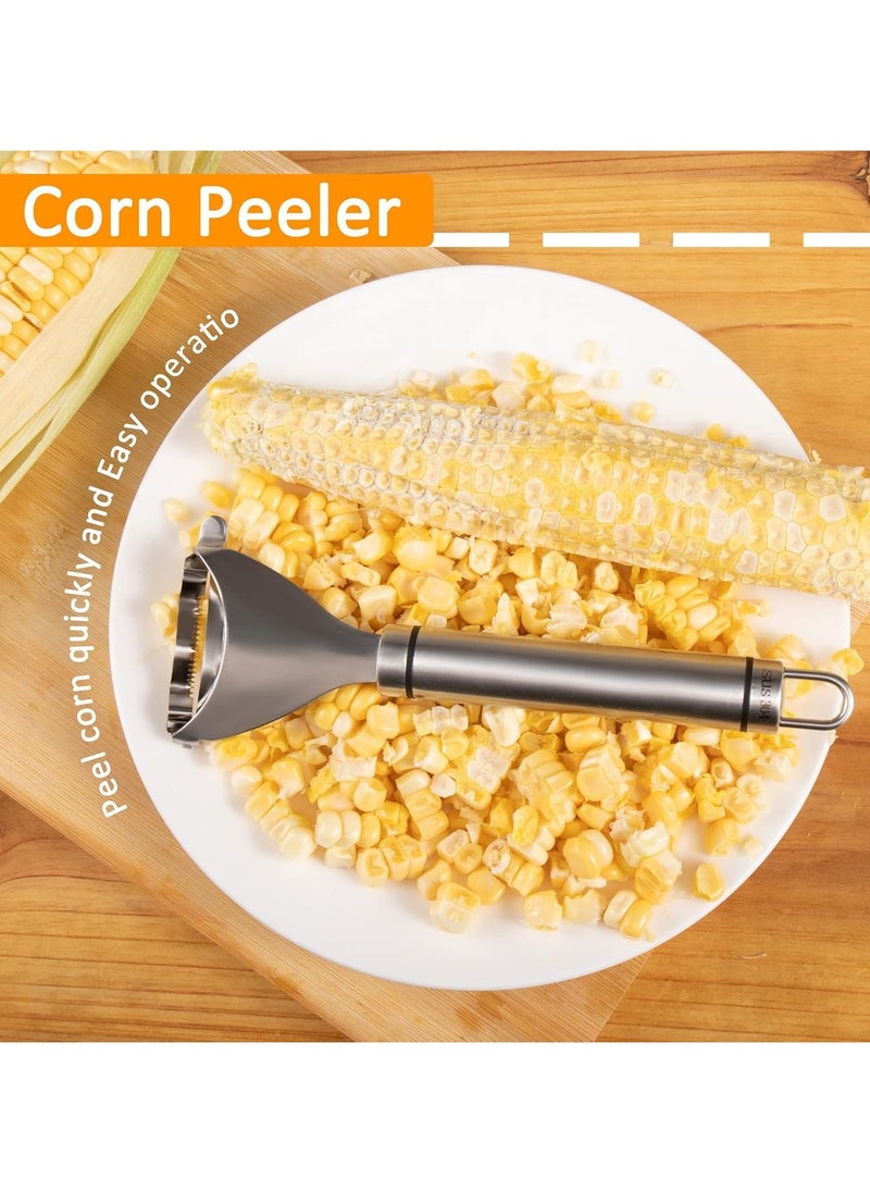 HW Deluxe Corn Stripper,Corn Cob Peeler Corn Remover Corn Kerneler with Stainless Steel Blades and Hand Protector  - Image 2