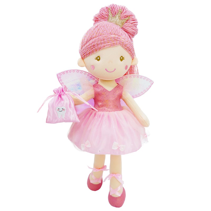 June Garden 17 Tooth Fairy Doll Anastasia Plush Stuffed Soft Doll Girl Gift Pink Outfit and Wings - Image 2