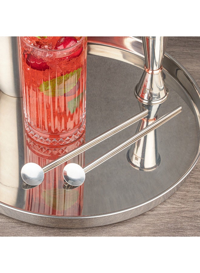 Restaurantware Bar Lux 7.5 Inch Spoon Straws, 2 Food-Grade Reusable Cocktail Straws - Built-In Spoon, Dishwashable, Stainless Steel Cocktail Spoons, For Drinking And Stirring, - Image 4