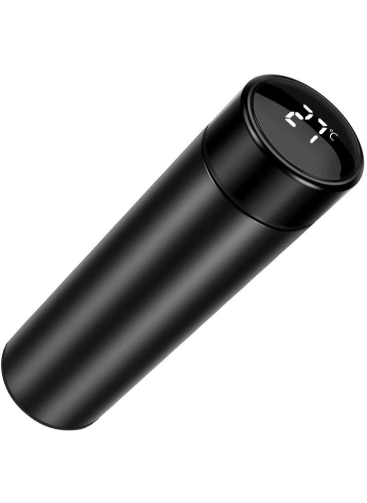 Generic - Digital Thermal Mug and Thermos, Original 500 ml, Smart Thermal Bottle with LED Digital Screen Displaying Temperature, Insulated Tea and Coffee Thermos with Air Vacuum Technology Made of 304 Stainless Steel, Suitable for Travel and Hot/Cold Beverages for Kids and Infants, Leak-Proof Design with Touch Screen, Perfect Gift for Outdoor Use, Office, Home, and Sports, Available in Elegant Black Satin Color. - Image 1