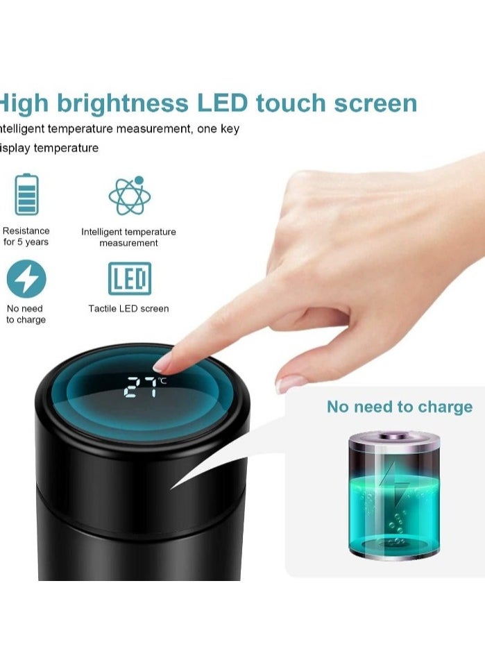 Generic - Digital Thermal Mug and Thermos, Original 500 ml, Smart Thermal Bottle with LED Digital Screen Displaying Temperature, Insulated Tea and Coffee Thermos with Air Vacuum Technology Made of 304 Stainless Steel, Suitable for Travel and Hot/Cold Beverages for Kids and Infants, Leak-Proof Design with Touch Screen, Perfect Gift for Outdoor Use, Office, Home, and Sports, Available in Elegant Black Satin Color. - Image 1