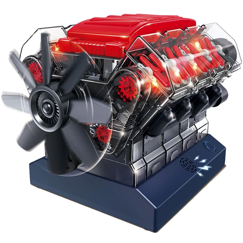 Playz V8 Combustion Engine Model Kit That Runs - Build Your Own STEM Mini V8 Model Engine Kit for Adults & Kids Age 12+, Visible V8 Mini Engine Kit That Works for Adult w/ 270 STEM Parts - Image 1