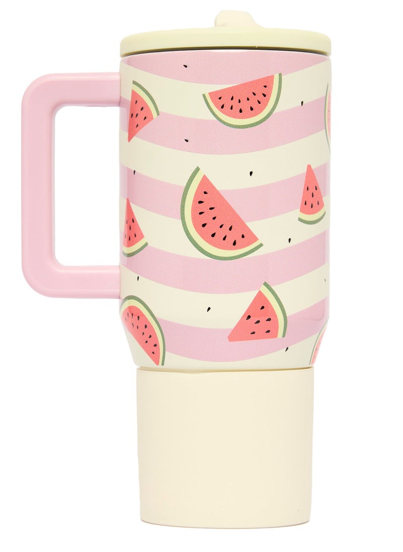 Prickly Pear Stainless Steel Water Bottle 20 Oz Mini Hydrator Pink Watermelon Stripe  - Image 4