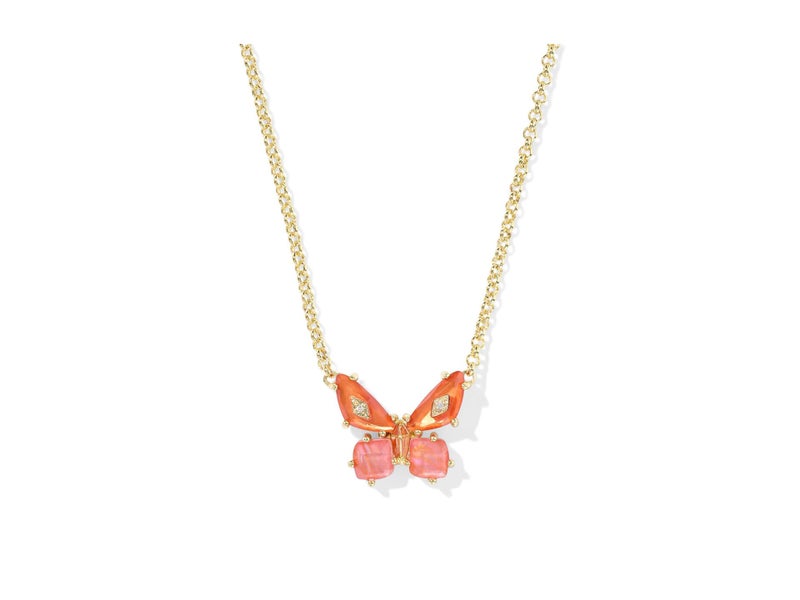 Kendra Scott Womens Bianca Butterfly Short Pendant Necklace Gold Orange Mix One Size - Image 1