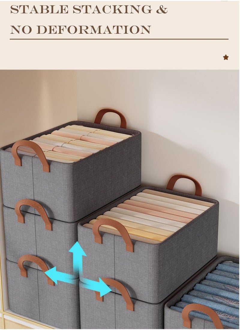 Generic 4 PCS Large Closet Storage Box, Foldable Clothes Storage Boxes, Closet Organizer Storage Bins with Carrying Handles and Steel Frame, Clothes, Toy, Books Basket for Wardrobe  - Image 3