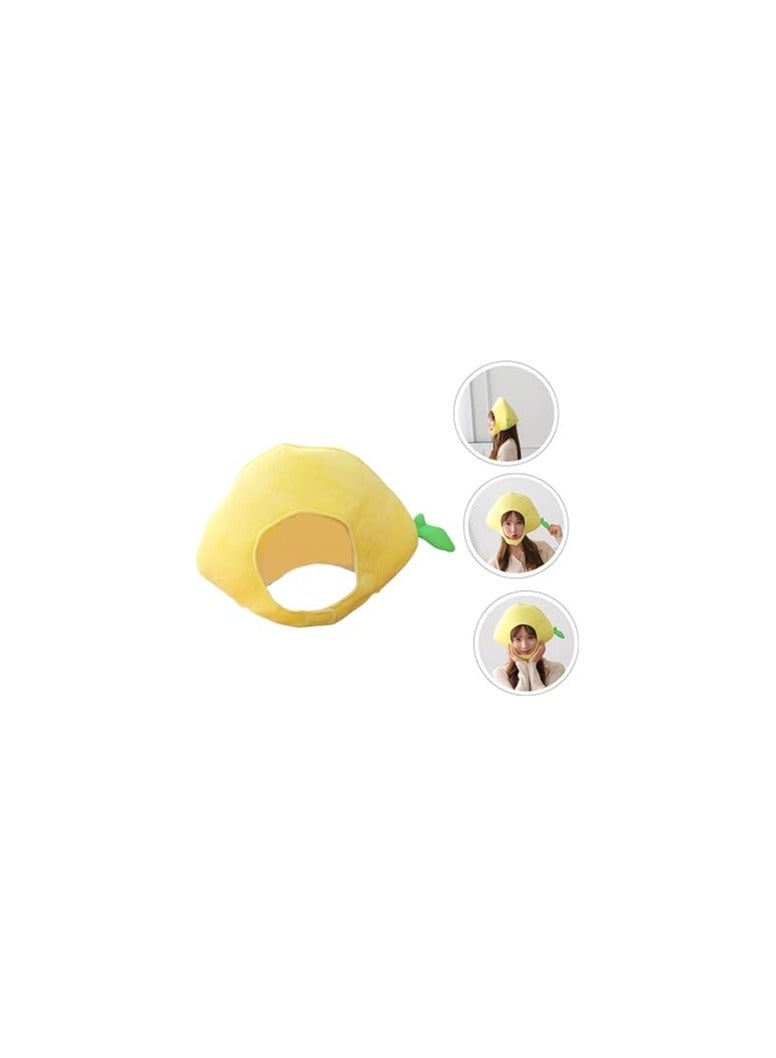 Generic Lemon Head Cover for Kids, Adorable Yellow Lemon Beret, Soft Plush Party Hat, Comfortable PP Cotton Hood, Fun Costume Accessory for Dress-Up and Photo Props, One Size Fits All. - Image 2