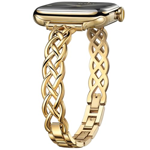 Tlselt Silm Bracelet Compatible with Apple Watch Bands 38/40/41/42/44/45/46/49mm for Women, Celtic Thin Dressy Stainless Steel Metal Designer Fancy Strap for iWatch Series 11 10 9 8 7 6 5 4 3 SE Ultra - Image 1